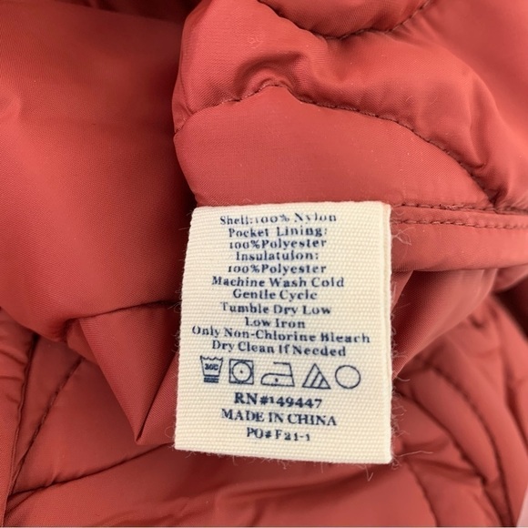 The Normal Brand Quilted Coat Size Small Hood Long Snap Close Burnt Orange NWT - Picture 12 of 15